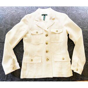 Lauren: Ralph Lauren 100% Linen Safari Style Blazer, Size 6